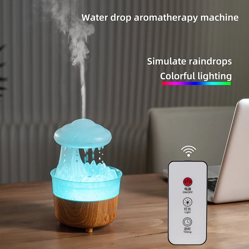 MistyDream! - Rain Cloud Night Light Humidifier with Raining Water Drop Sound and 7 Color Led Light Essential Oil Diffuser Aromatherapy