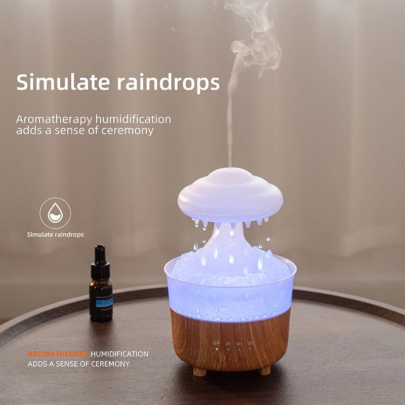 MistyDream! - Rain Cloud Night Light Humidifier with Raining Water Drop Sound and 7 Color Led Light Essential Oil Diffuser Aromatherapy